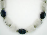 handmade white quartz with pyrite gemstone necklace