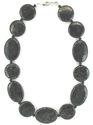 black onyx with pyrite beaded necklace
