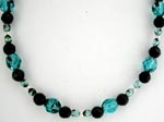 Faceted Onyx and Aqua-black Crystal Necklace