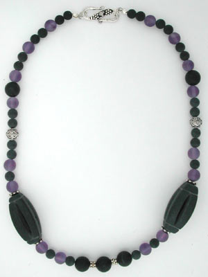 matte amethyst and blackstone necklace