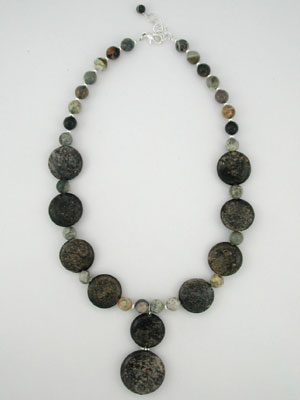 silver scale and jasper handmade necklace