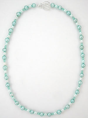 handmade blue pearl necklace
