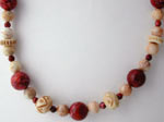 red impression jasper beaded gemstone necklace