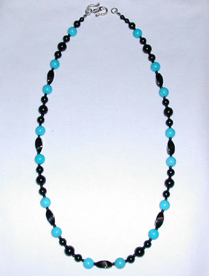 Black Onyx and blue Turquoise Necklace
