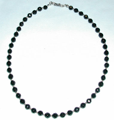 Faceted Black Onyx Bead Necklace
