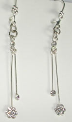 Silver Flower with Swarovski Crystal Earrings