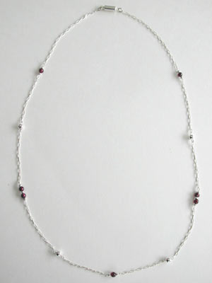 Sterling Silver Chain and Garnet Necklace