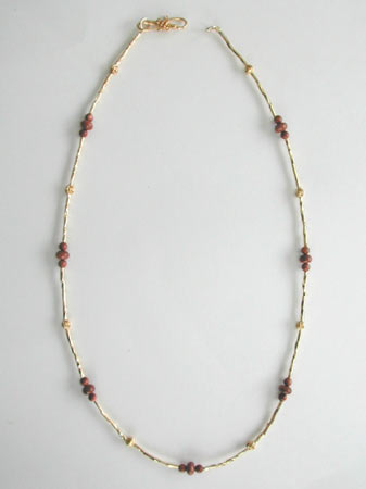 Goldstone and Gold Bead Necklace