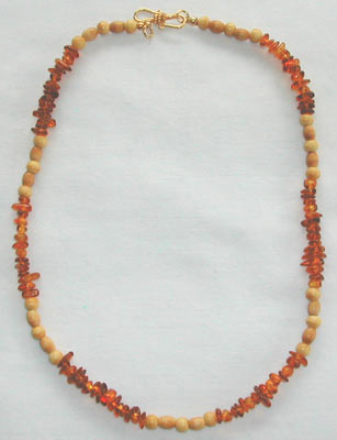 Bone and Amber Bead Necklace