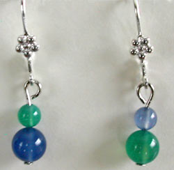 Blue and Green Agate Earrings
