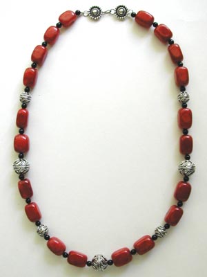 Bali silver and ruby jade necklace