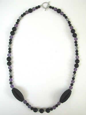 matte amethyst and blackstone necklace