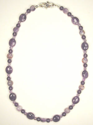 amethyst and lepidolite gemstone necklace
