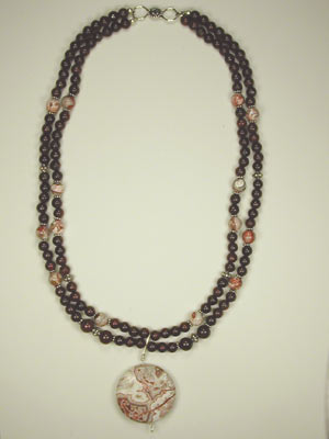 poppy jasper and rosetta lace agate necklace