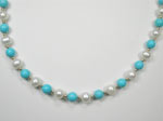 turquoise and white pearl necklace
