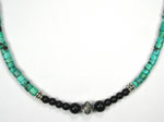 turquoise heishi and black onyx necklace