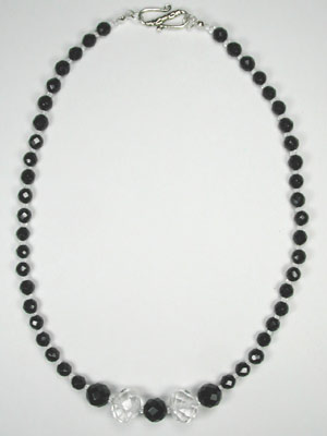 Black onyx and rock crystal necklace