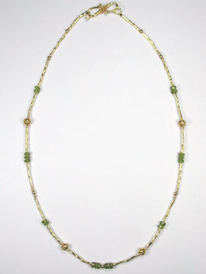 beaded gold and peridot necklace