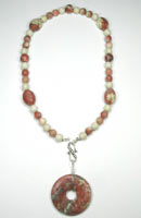 pink lepidolite necklace with donut