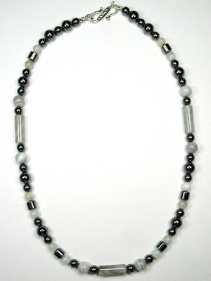 Hematite and natural onyx necklace