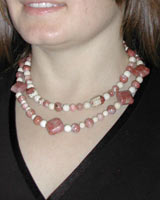 pink lepidolite necklace set