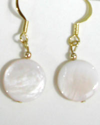 white mother of pearl coin earrings