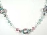 Swarovski and pink rose glass necklace