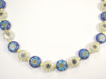 Handmade blue and white flower glass necklace