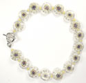 White flowered glass bracelet