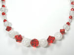 red crystal and cracked quartz necklace