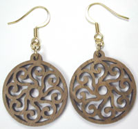 carved walnut earrings