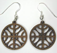 carved walnut abstract earrings