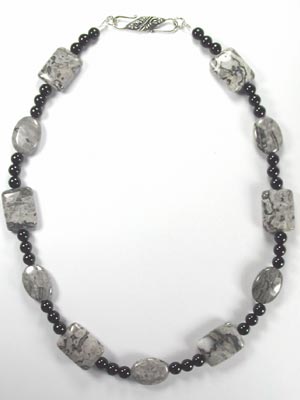 gray crazy lace necklace