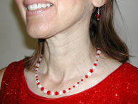 red Swarovski and quartz necklace