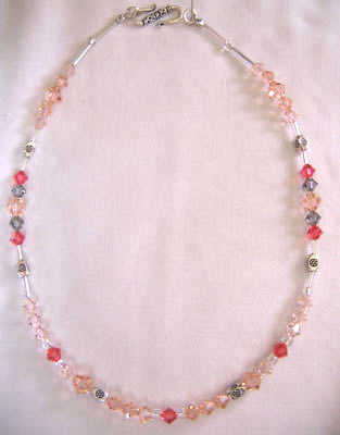 Light Peach Swarovsky Crystal Necklace