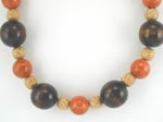 sponge coral and wood beaded necklace