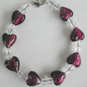 Dark Red Heart Glass Bracelet