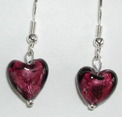 Red Heart Glass Earrings