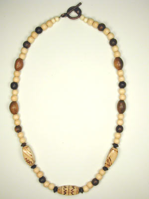 Brown and beige with burnt wood necklace
