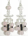 rose quartz silver chandelier earrings