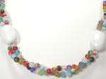 multi color glass and white gemstone necklace