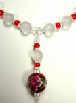 frosted quartz and red glass necklace