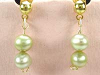 green freshwater pearl earrings