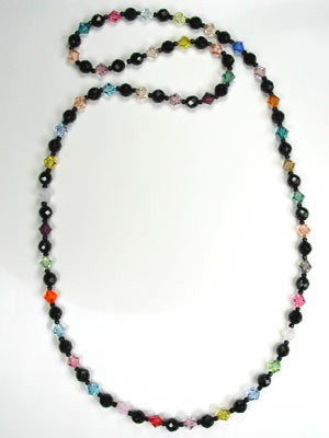 black onyx and multi color crystal necklace