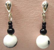 white and black agate earrings