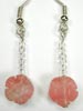 pink cherry quartz flower earrings